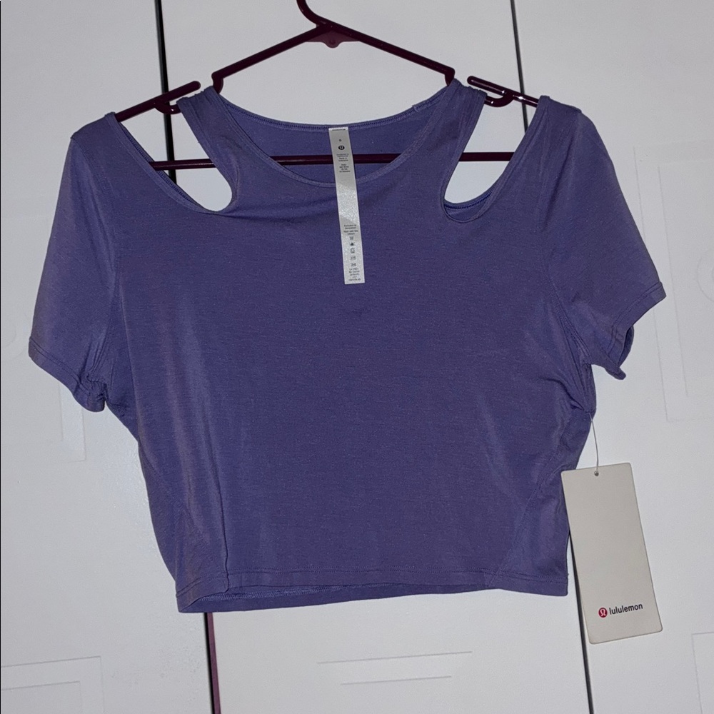 Lululemon Purple Shoulder Cut-out yoga t-shirt